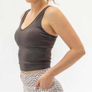 Senita Athletics Abby Ribbed Tank Ash Size Medium - discontinued style
